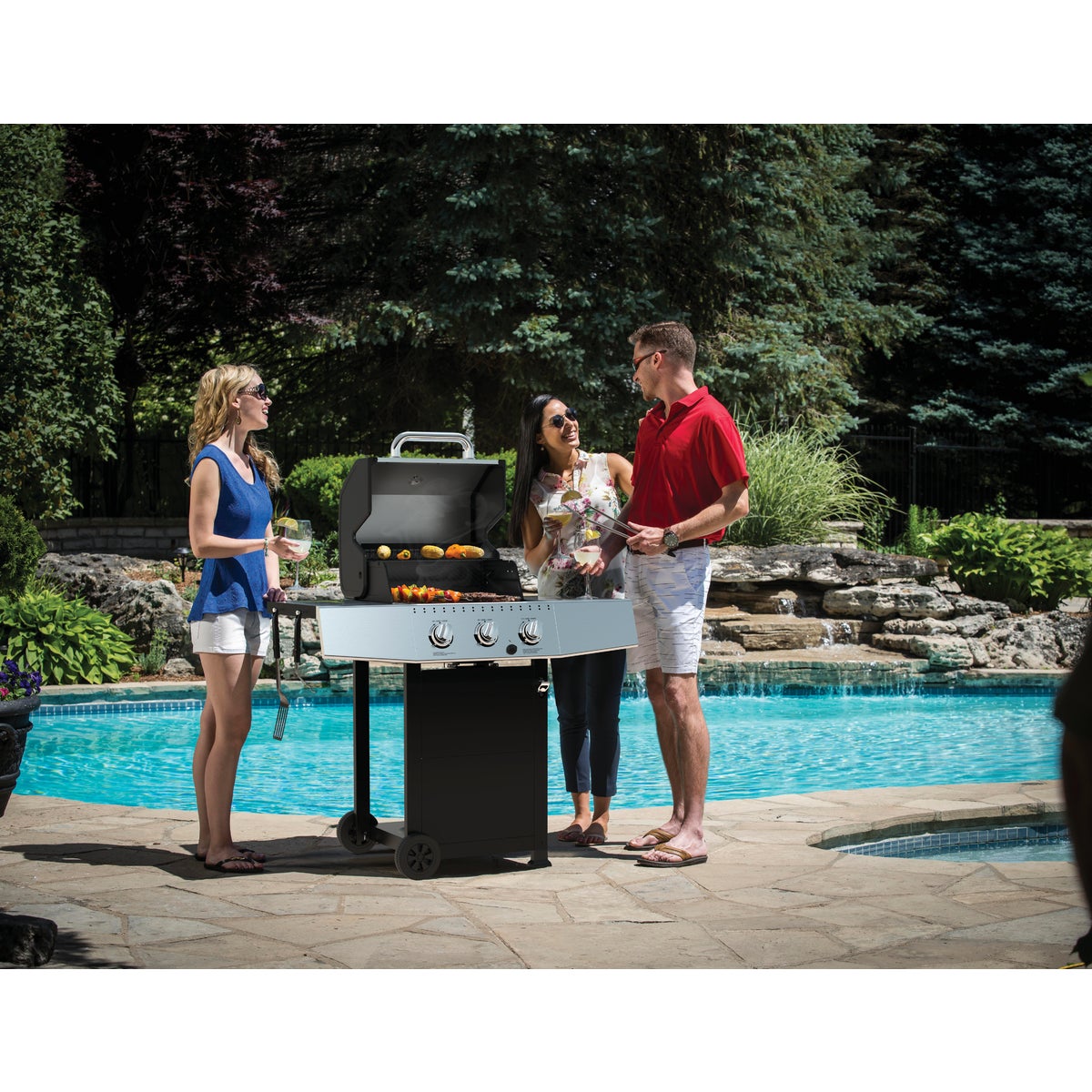 GrillPro 3-Burner Stainless Steel & Black 30,000 BTU LP Gas Grill