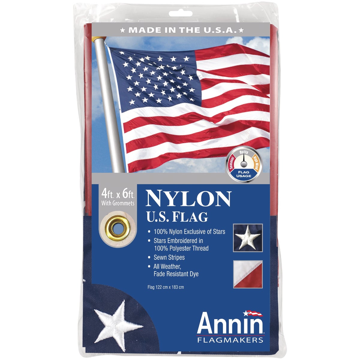 Annin 4 Ft. x 6 Ft. Nylon American Flag