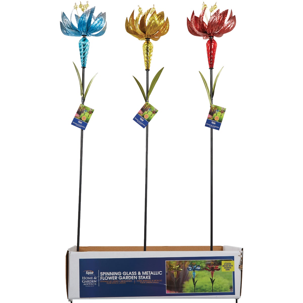 Alpine 39 In. H. Spinning Glass & Iron Flower Garden Stake