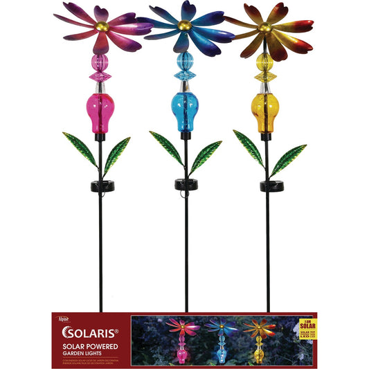 Alpine 38 In. H. Metal Bejeweled Spinning Floral Solar Stake Light