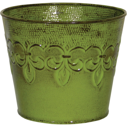 Robert Allen Fleur De Lis 8 In. Metal Tansy Green Planter