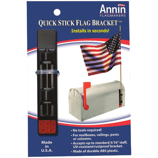 Annin Quick Stick 1-Position 5/16 In. Plastic Black Flag Pole Bracket