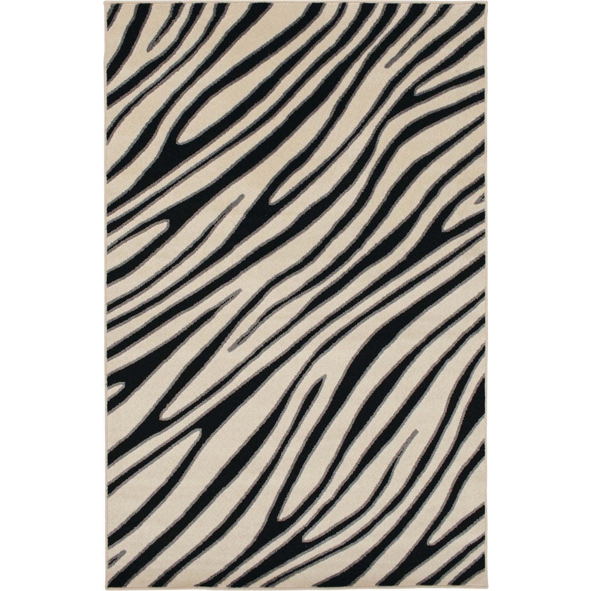 Backyard Bungalow Jayla 6 Ft. 7 In. x 9 Ft. 6 In. Black/Ivory Zebra Plush Outdoor Rug