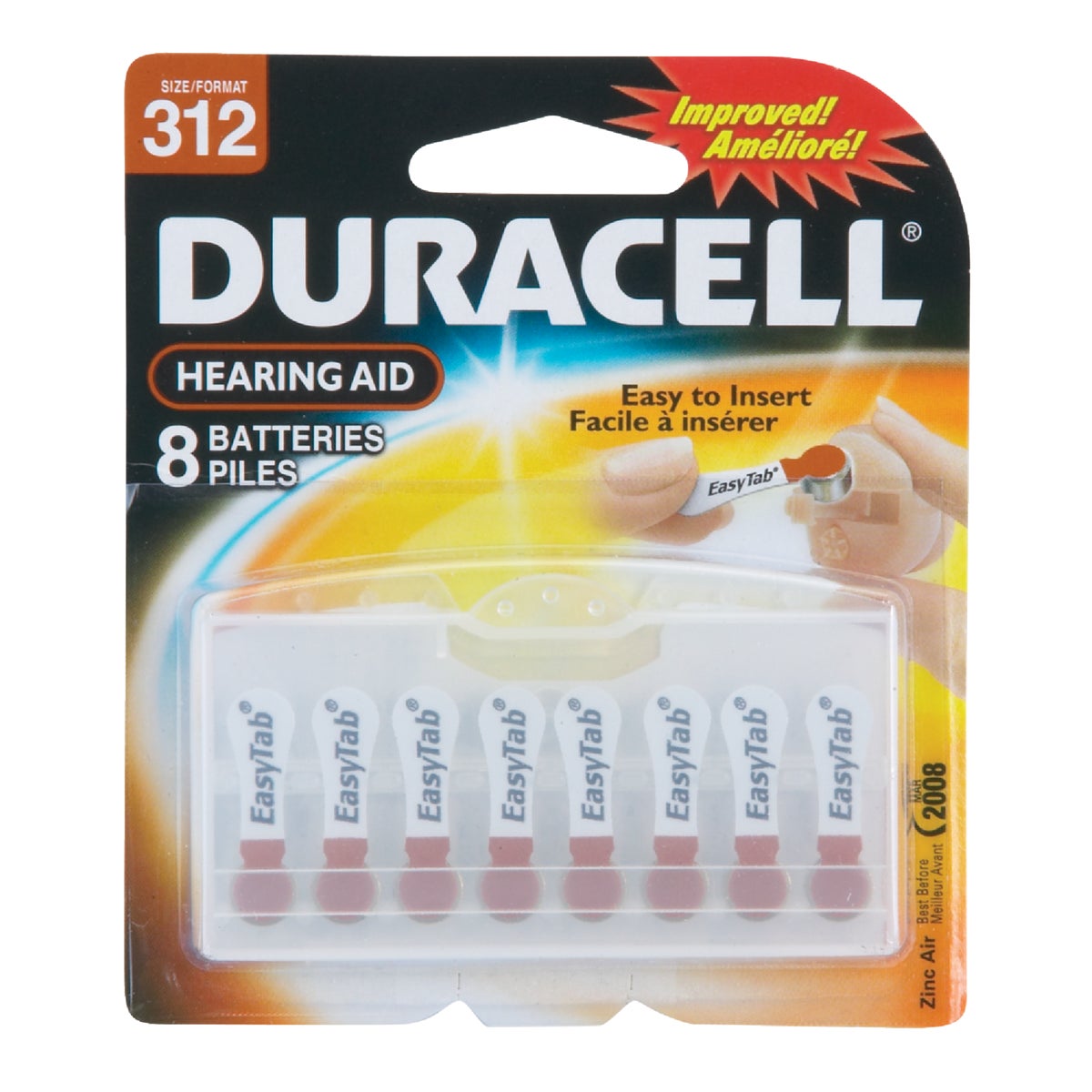 Duracell EasyTab 312 Hearing Aid Battery (8-Pack)