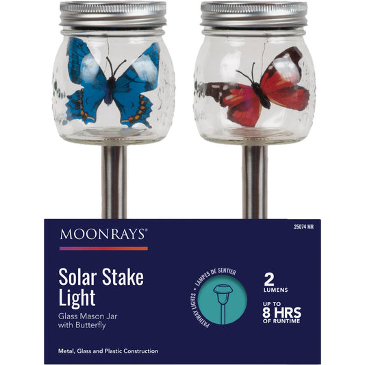 Moonrays Glass Mason Jar Solar Stake Light