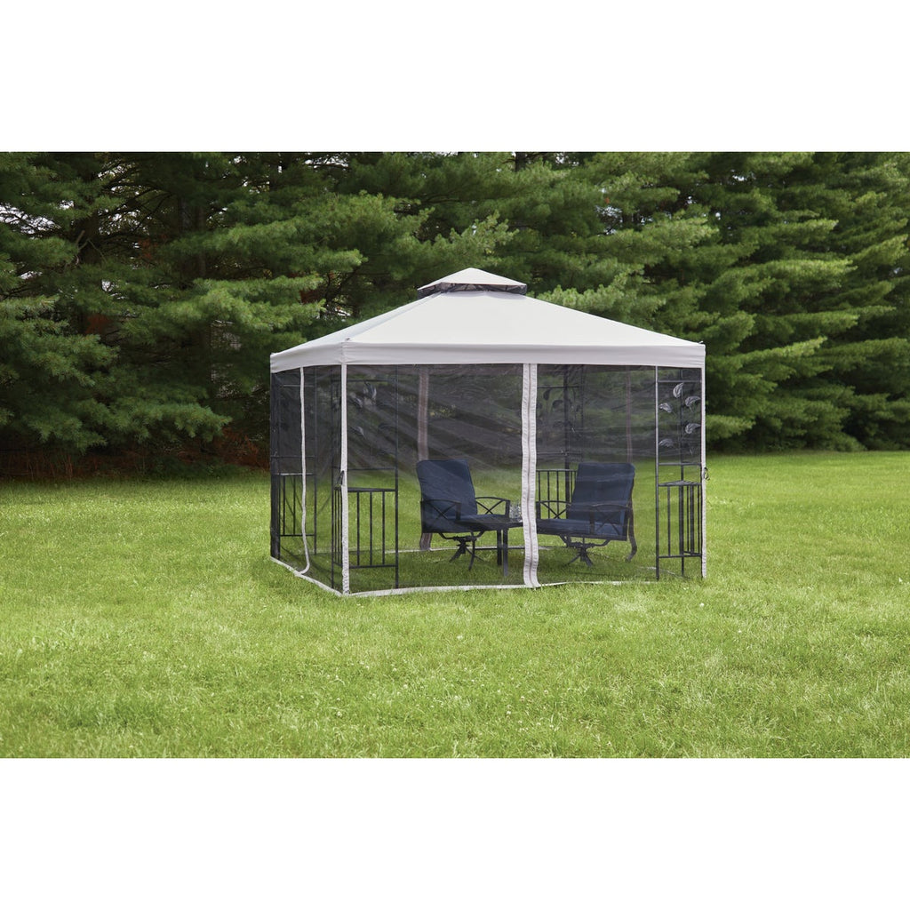 Outdoor Expressions 10 Ft. x 10 Ft. Gray & Black Steel Gazebo with Sides