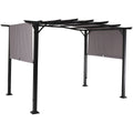 Outdoor Expressions 8.8 Ft. W. x 7.5 Ft. H. x 11.5 Ft. L. Black Steel Pergola