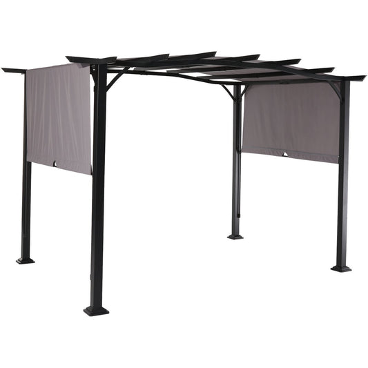 Outdoor Expressions 8.8 Ft. W. x 7.5 Ft. H. x 11.5 Ft. L. Black Steel Pergola