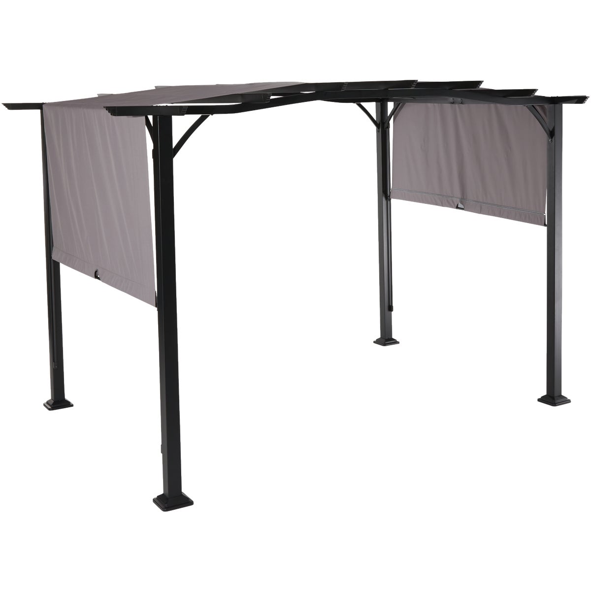 Outdoor Expressions 8.8 Ft. W. x 7.5 Ft. H. x 11.5 Ft. L. Black Steel Pergola