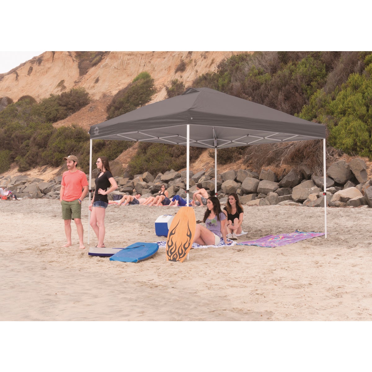 Crown Shade 10 Ft. x 10 Ft. Cool Gray Steel Straight Leg Frame with Dark Gray Canopy