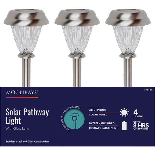 Moonrays Stainless Steel 4 Lm. Solar Path Light with Glass Lens