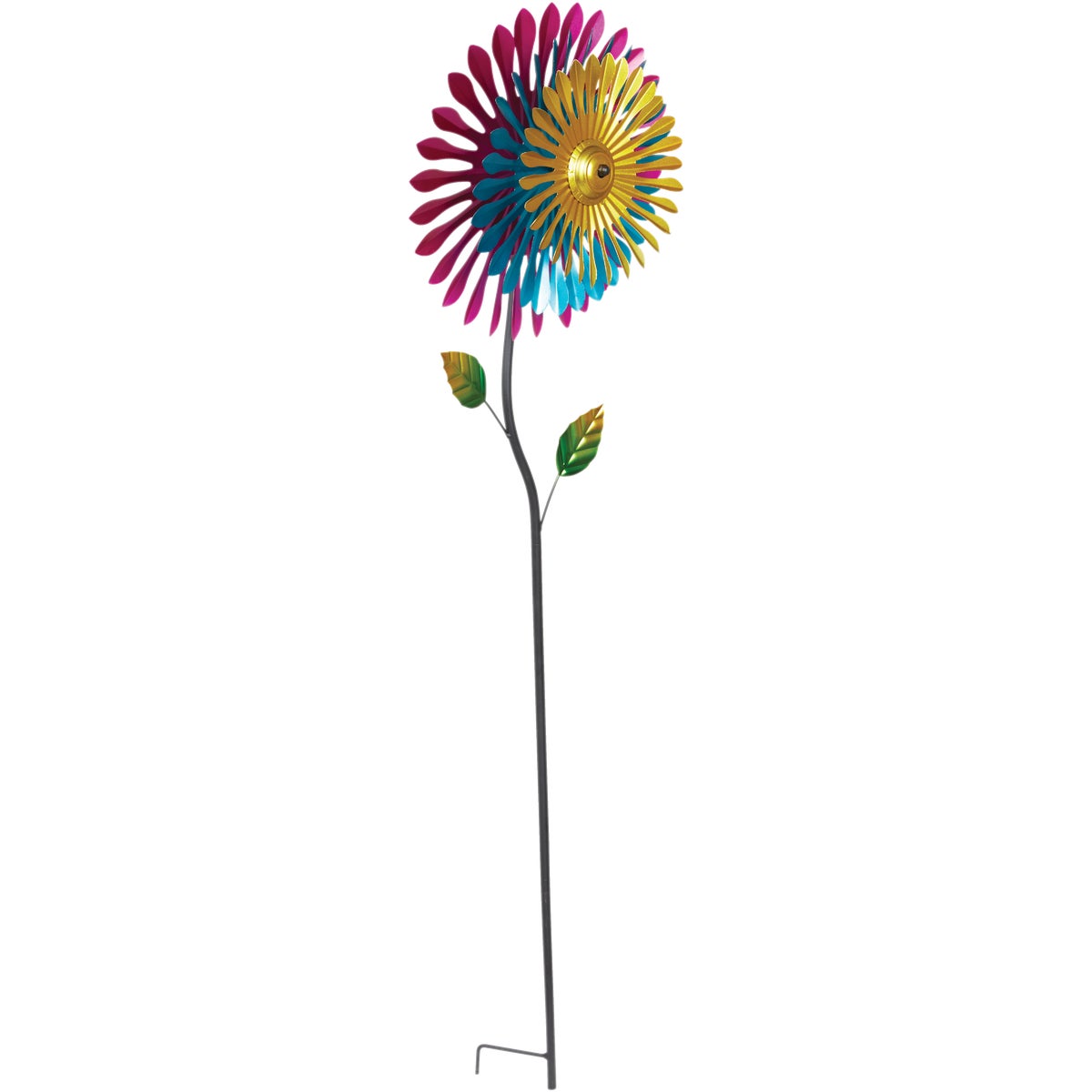 Alpine 47 In. H. Triple Metal Daisy Wind Spinner Garden Stake