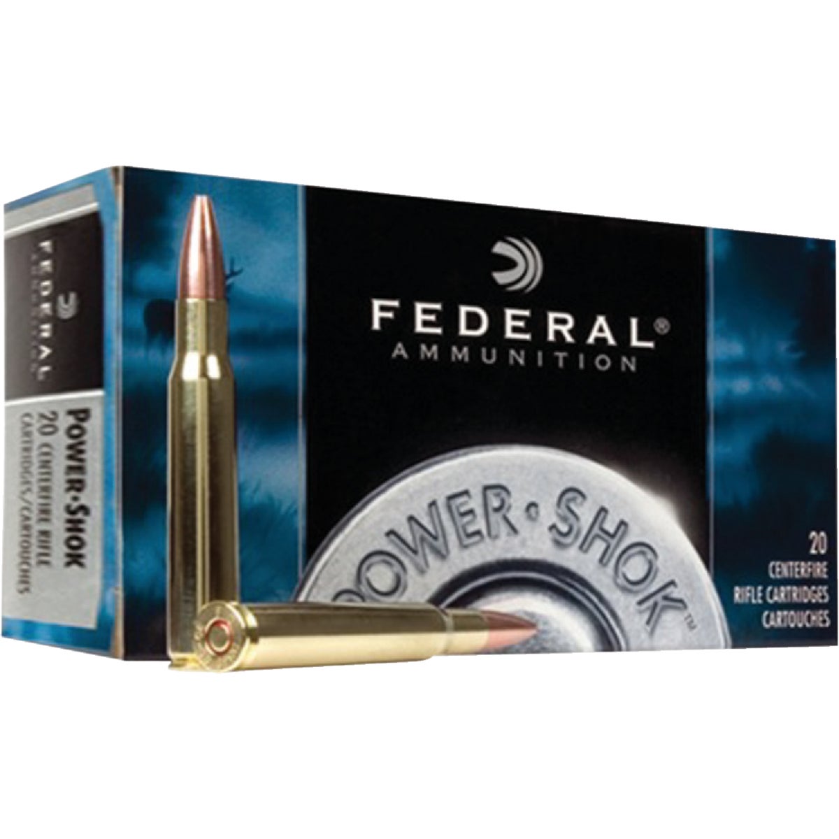 Federal Power-Shok 22-250 Remington 55 Grain Soft Point Centerfire Ammunition Cartridges