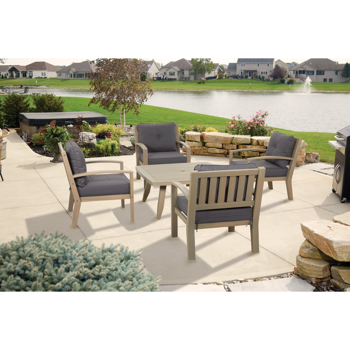 Outdoor Expressions 5-Piece Acacia Wood Chat Set