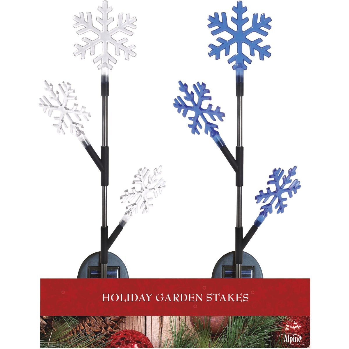 Alpine 37 In. LED Solar 3-Tier Snowflake Holiday Garden Stake