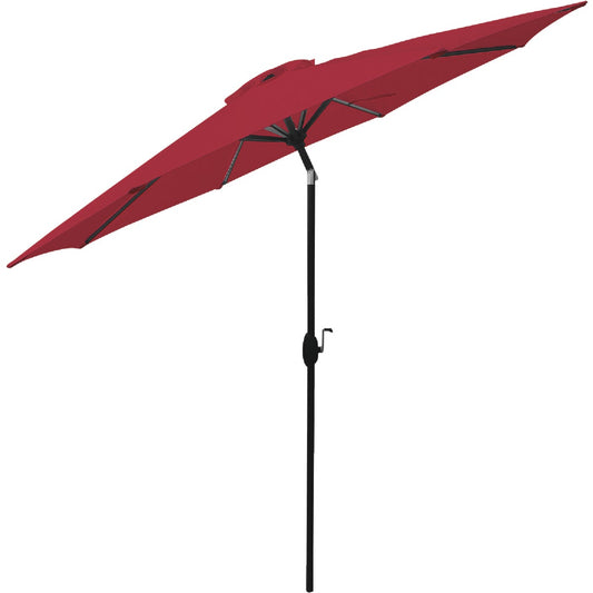 Bond Shade Factory 9 Ft. Aluminum Auto Crank Hibiscus Red Patio Umbrella