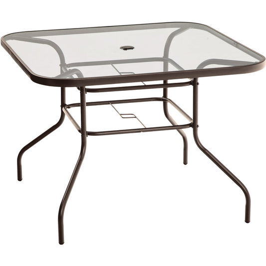 Outdoor Expressions Windsor Collection 40 In. Rounded Edge Square Brown Steel Table