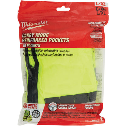 Milwaukee ANSI Class 2 Hi Vis Yellow Performance Safety Vest Large/XL