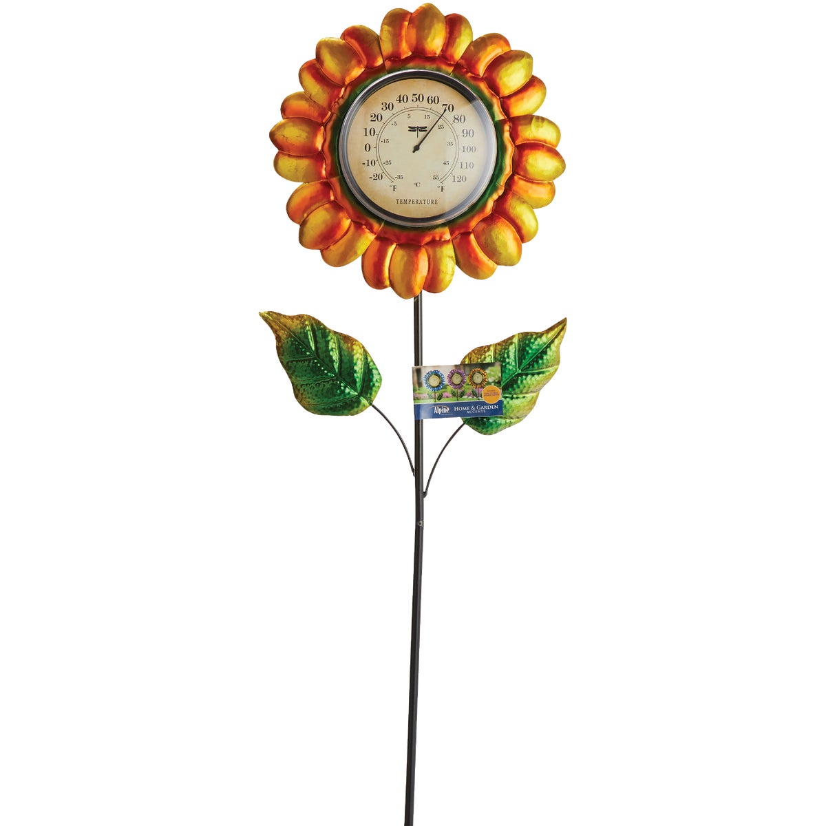 Alpine 42 In. H. Metallic Flower Thermometer Stake