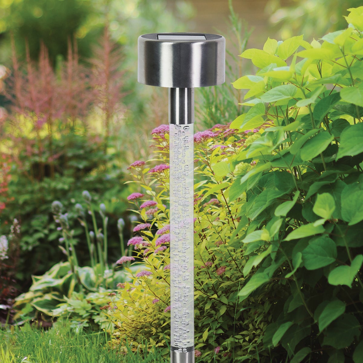 Exhart 14 In. Color Changing LED Bubble Stick Solar Garden Stake Light