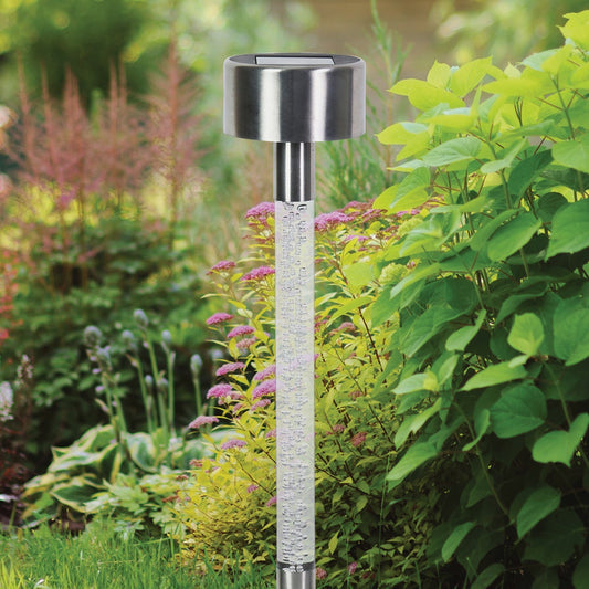 Exhart 14 In. Color Changing LED Bubble Stick Solar Garden Stake Light