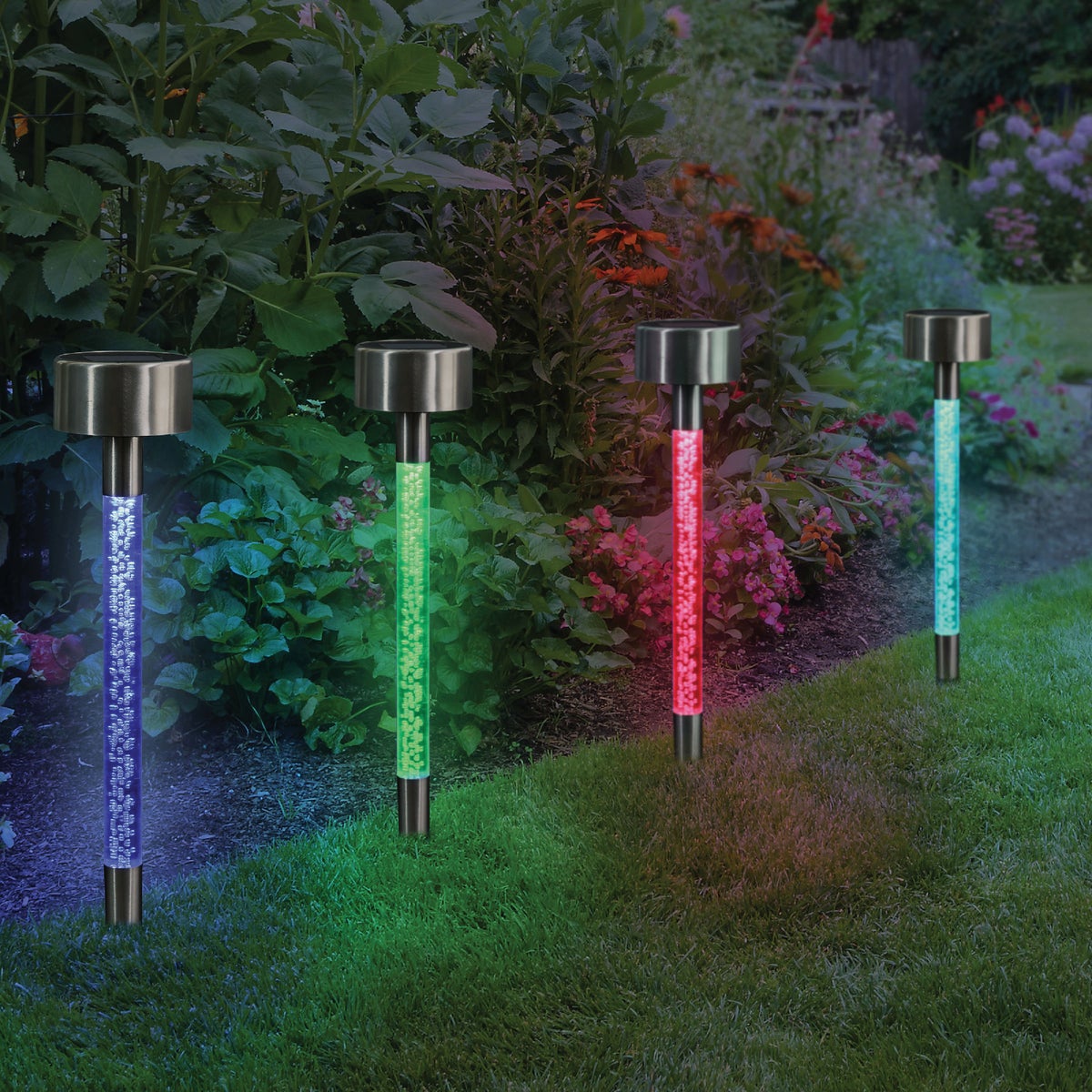 Exhart 14 In. Color Changing LED Bubble Stick Solar Garden Stake Light