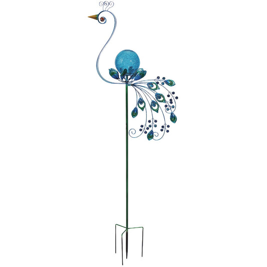 Sunset Vista Designs Solar Gardens 60 In. Peacock Spinner Stake