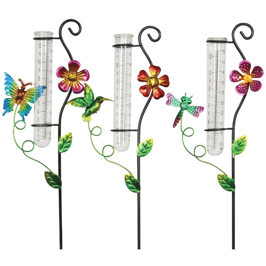 Exhart 14 In. Mini Rain Gauge Stake with Flowers