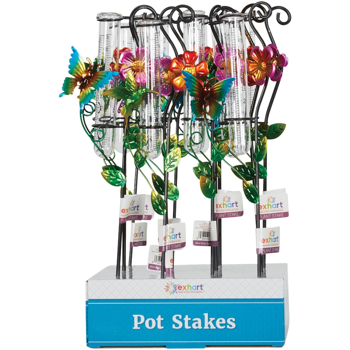 Exhart 14 In. Mini Rain Gauge Stake with Flowers