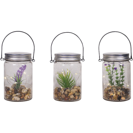 Alpine 3 In. W. x 6 In. H. x 4 In. L. Warm White LED Hanging Succulent Jar Patio Lantern