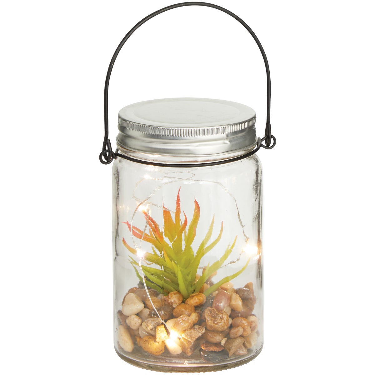 Alpine 3 In. W. x 6 In. H. x 4 In. L. Warm White LED Hanging Succulent Jar Patio Lantern