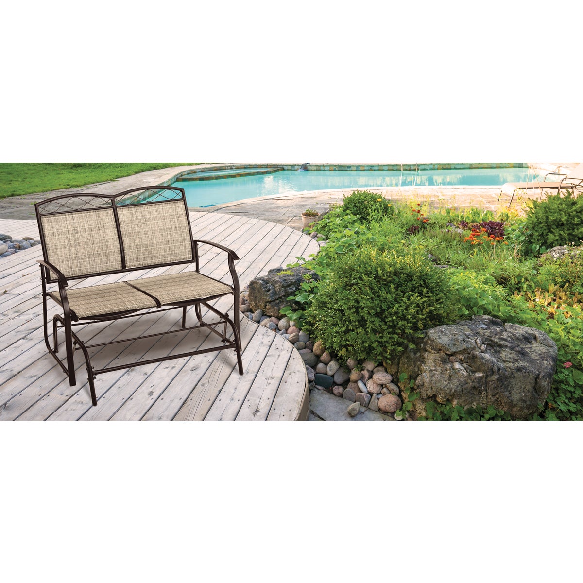 Outdoor Expressions Windsor Collection Brown Steel Double Glider