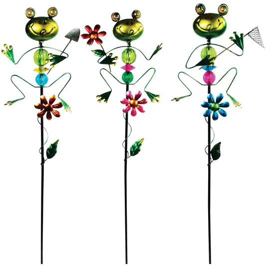 Alpine 36 In. Metal Frog Garden Stake Lawn Ornament