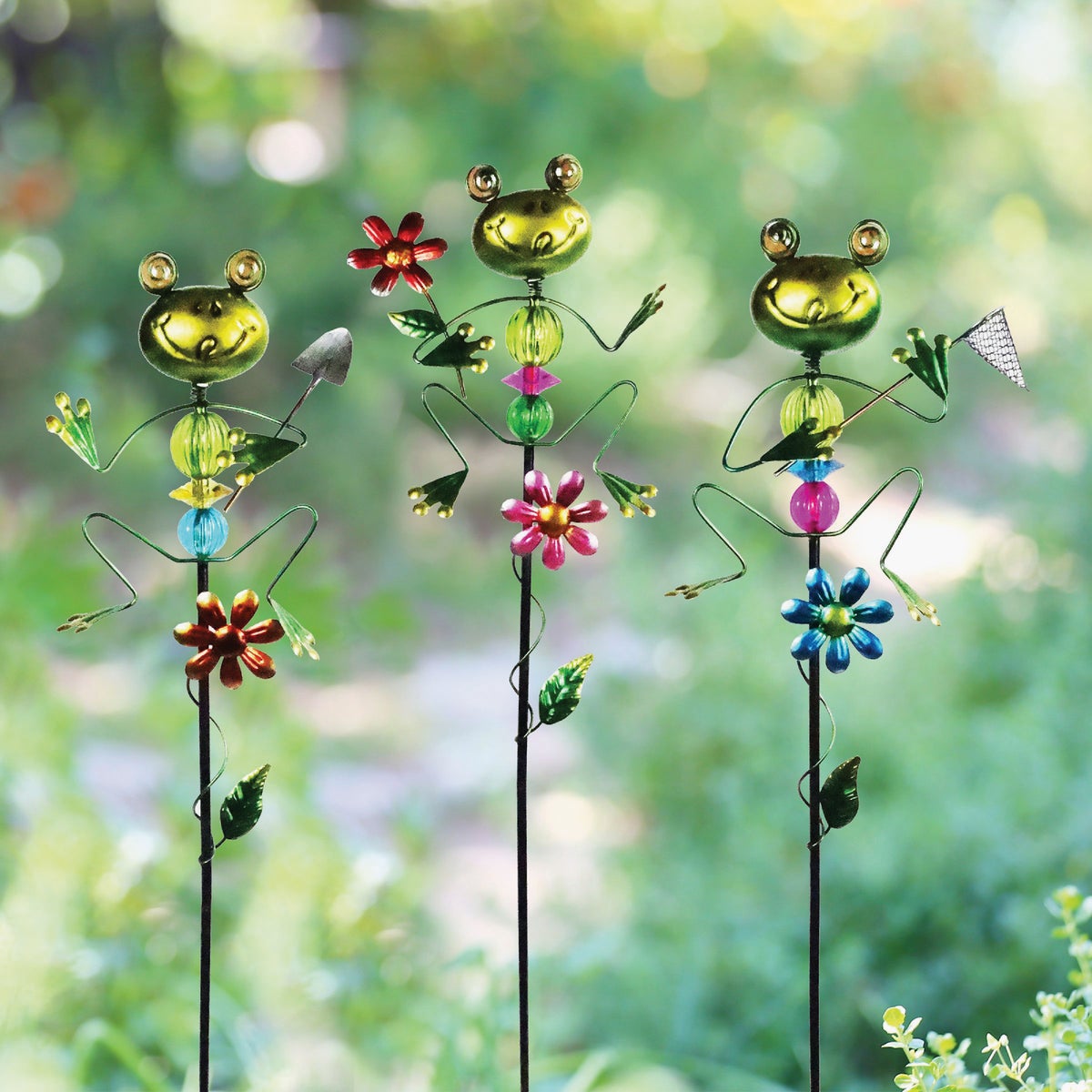 Alpine 36 In. Metal Frog Garden Stake Lawn Ornament