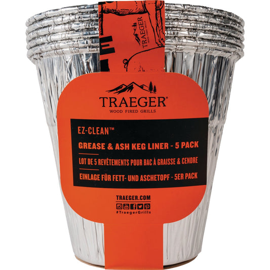 Traeger EZ-Clean Aluminum Grease & Ash Keg Liner (5-Pack)