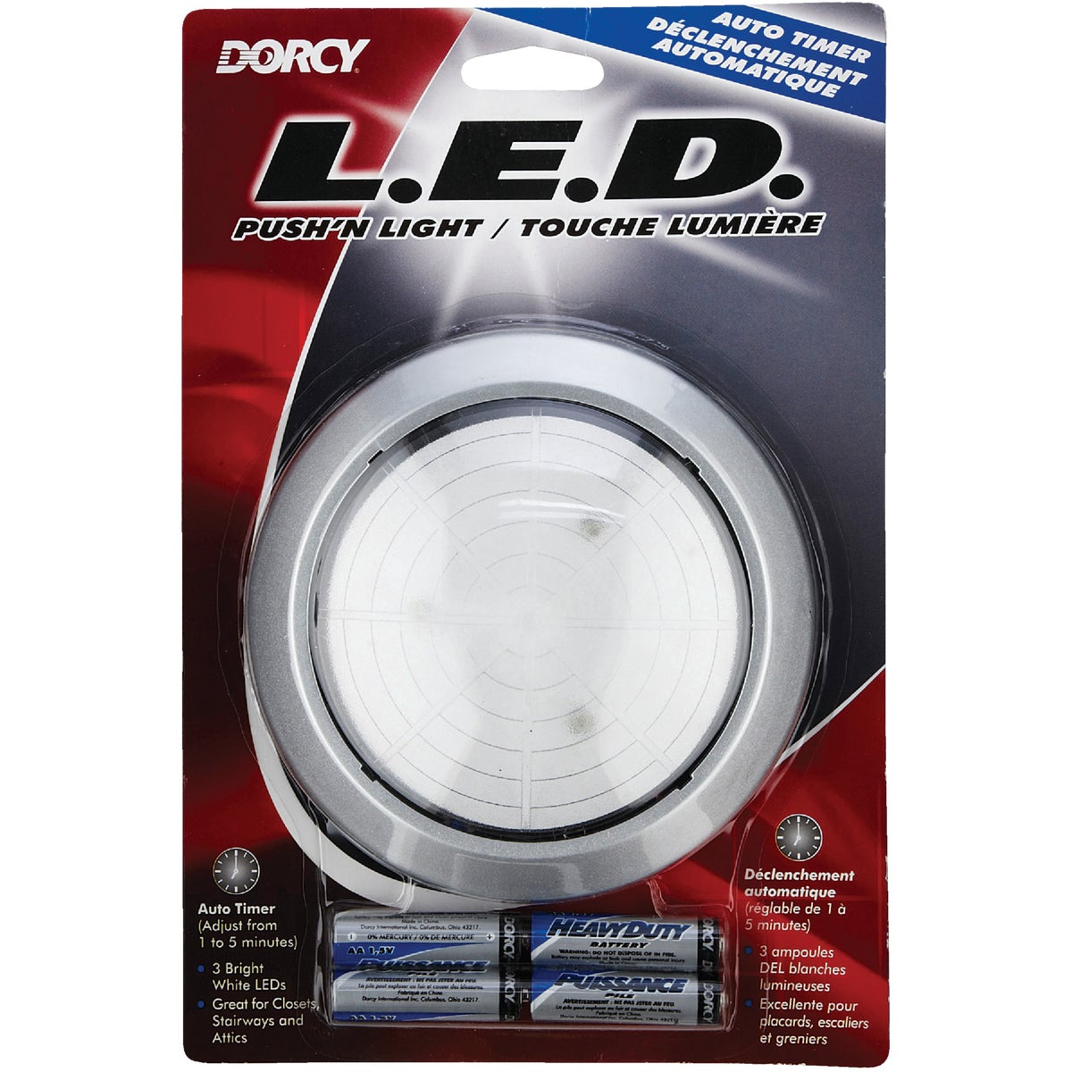 Dorcy Push N Lite 3-Bulb Silver LED Battery Tap Light