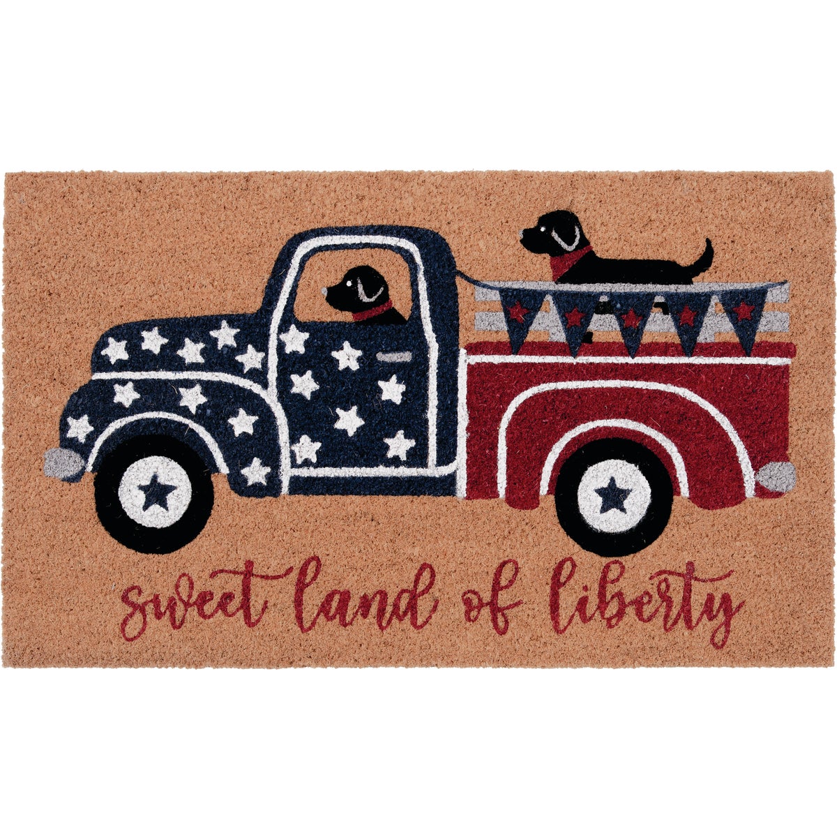 Natco Home 18 In. x 30 In. Coir Outdoor Doormat, Patriotic Dogs