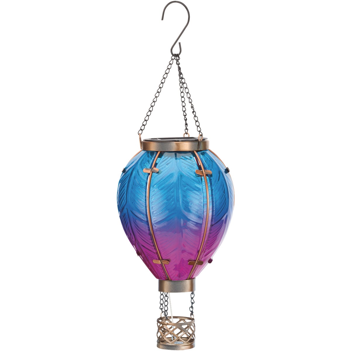 Regal Art & Gift 15 In. Metal & Glass LED Hot Air Balloon Solar Lantern