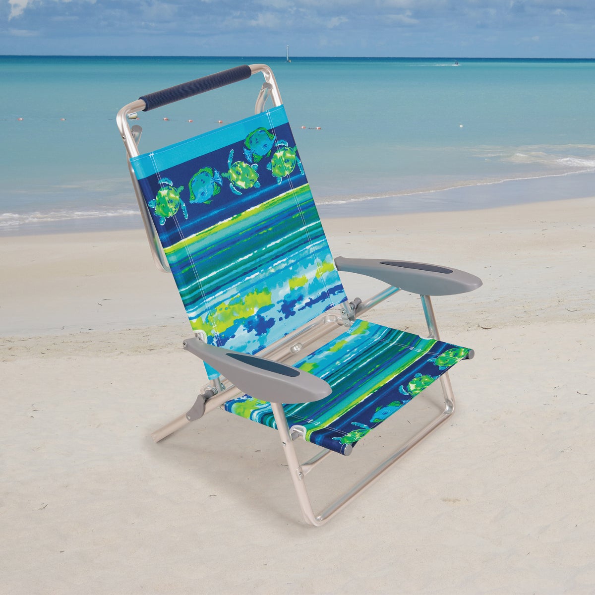 Rio Brands Wave 4-Position Fish Pattern Aluminum Folding Beach Chair