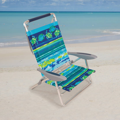 Rio Brands Wave 4-Position Fish Pattern Aluminum Folding Beach Chair