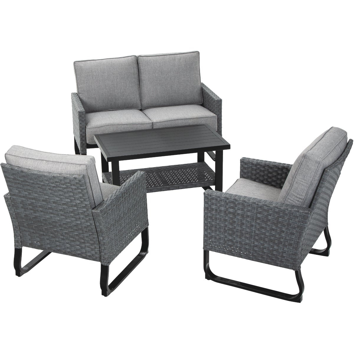 Valencia 4-Piece Steel Deep Seating Chat Set with Cushions