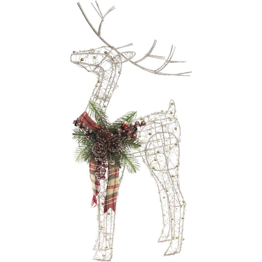 Alpine 24 In. Warm White LED Gold Wire Standing Christmas Reindeer Lighted Decoration