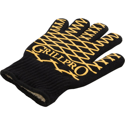 GrillPro One Size Fits Most Black & Yellow Heat Resistant Barbeque Mitt