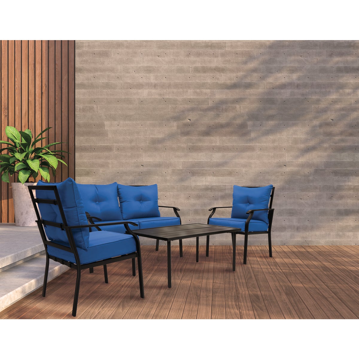 Outdoor Expressions Azure Blue Chat Set (4-Piece)