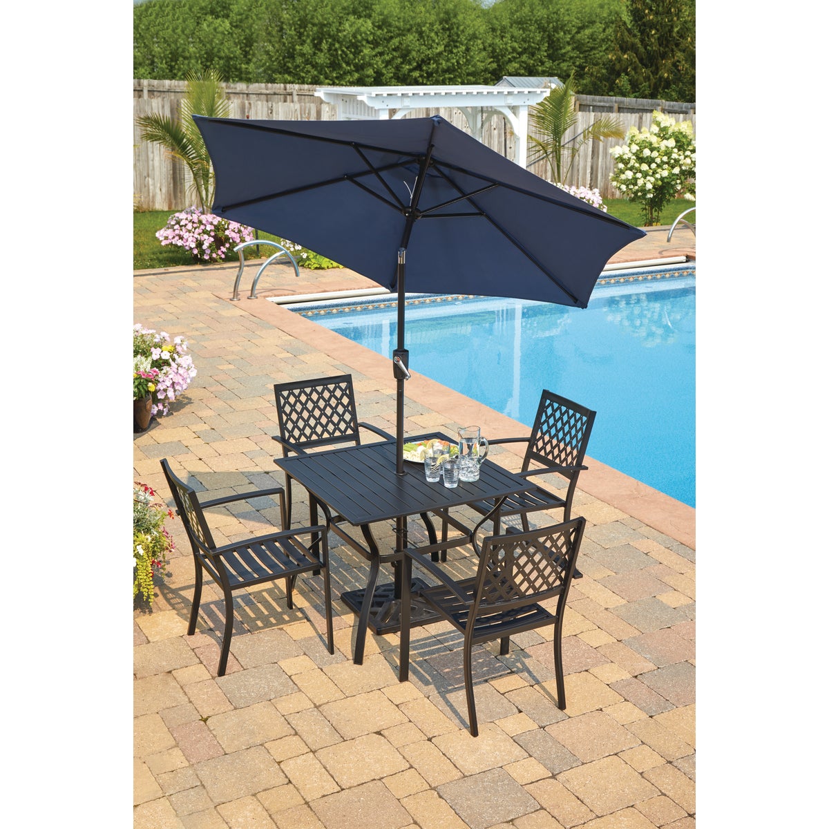 Outdoor Expressions 5-Piece Black Slat Dining Set