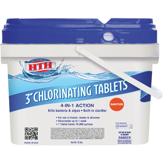 HTH 3 In. 25 Lb. Dual Action Chlorine Tablet