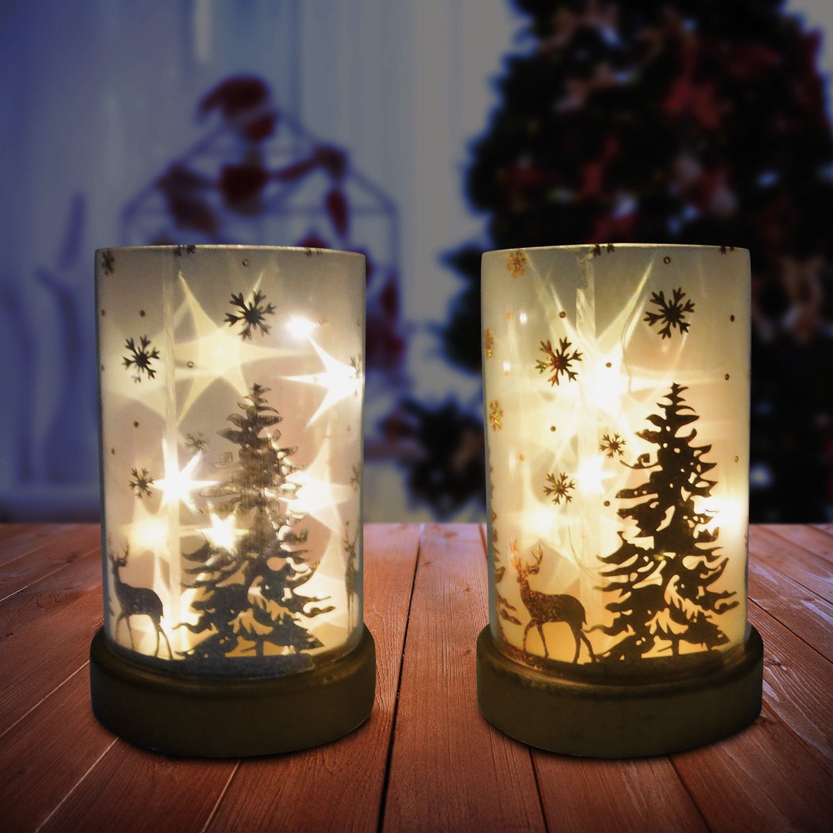 Alpine 4 In. W. x 7 In. H. x 4 In. L. Silver or Gold Lantern with LED String Lights Holiday Decoration