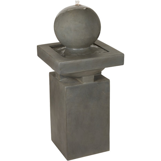 Best Garden 43 In. W. x 98 In. H. x 43 In. L. Polyresin Cement Square Pillar and Ball Fountain