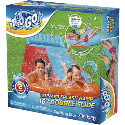 H2OGO! Tsunami Splash Ramp 16 Ft. Double Water Slide