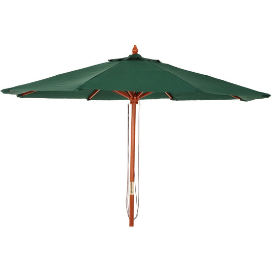 Outdoor Expressions 9 Ft. Pulley Green Market Patio Umbrella with Brass Plated Hardware